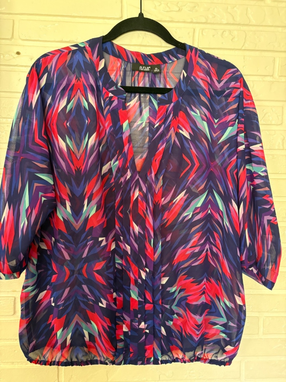 ANA Colorful Blouse SZ XL - Picture 5 of 7